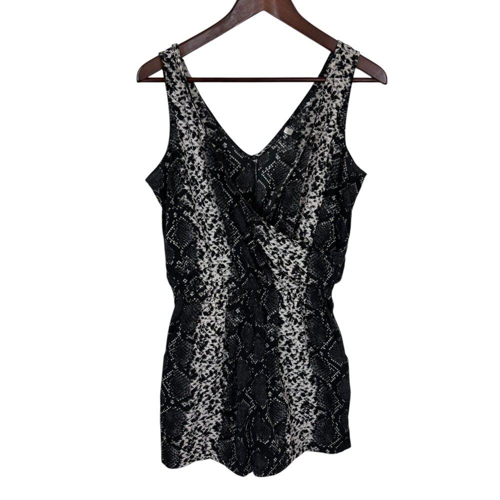 RD Style Black Gray Snakeskin print Romper Women's Small Petite